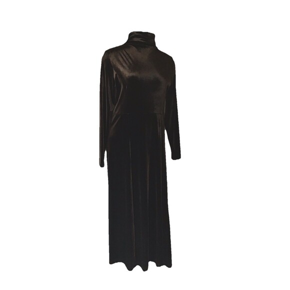 Vintage Moda Int. Velvet Turtleneck Maxi Dress, Brn,Size L,Whinsygoth, - Picture 1 of 3
